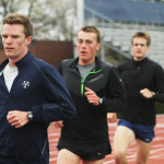 Former cross country captain Kevin Lunn ’13, far left, fought off foot troubles in the fall en route to finishing third for Yale at its last four races.