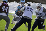 Attackman Brandon Mangan ’14 leads the Elis’ offense with 30 goals.
