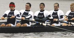 The Bulldog heavyweight varsity Eight boat, with Justin Kienzle '05 in the stroke seat, rows in Derby, Conn. in April. This Sunday at Lake Carnegie in the Princeton Three-Mile Chase Heavyweight Eights race, the Bulldogs B-boat finished with a time of 14:08.93, which was good for fifth place. In the four-man race, Yale finished eighth. The Princeton Chase was the last regatta for the Elis this fall. Their next competitive race comes against Dartmouth April 10, 2004 in Derby.