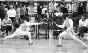 Foil fencer Isadora Botwinick ’06 competes during a Dec. 6 bout against a member of the Big Red’s fencing team. Botwinick swept all three of her bouts, helping to lead Yale to an 18-9 victory. The Bulldogs, who have been out of commission for over a month, return to action today versus Brandeis in Waltham, Mass.