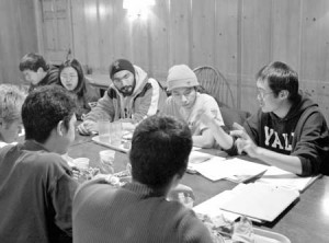 Members of the Asian American Students Alliance gather in the Saybrook College dining hall to discuss their campaign against the originators of the “Tsunami Song.” The song, which was played last month on the New York City radio station Hot 97, contains ethnic slurs and mocks the victims of December’s disaster in South Asia.