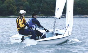 Two members of the Yale sailing team traverse the waters during practice earlier this year. The team, which is ranked number one in the country, claimed the Admiral’s Cup this weekend in King’s Point, N.Y. The No. 3 women’s team also competed over the weekend, placing fifth at the Dellenbaugh Women’s Trophy regatta in Rhode Island.