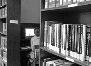 A student watches a movie at the Film Study Center in the Whitney Humanities Center. While most films are available only on DVD, WHC will fund regular screenings of 35mm films. The new program, titled “The Cinema at the Whitney,” comes as a result of student petitions and the support of Professor Maria Menocal.