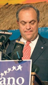 New Haven Mayor John DeStefano weeps after his loss in the gubernatorial race to Gov. M. Jodi Rell