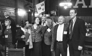 Recipients of the Association of Yale Alumni’s Yale Medal pose after a ceremony honoring exceptional commitment to their alma mater.