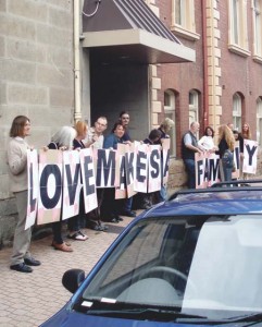 Advocacy group Love Makes A Family, here protesting outside the Liberal Party’s headquarters in March 2006, is lobbying for legislation allowing same-sex marriage.
