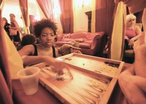 A student plays backgammon during Saturday’s “Night at the Kasbah.” Held in Davenport College, the $5,000 Middle-Eastern-themed event drew more than 1,500 students.