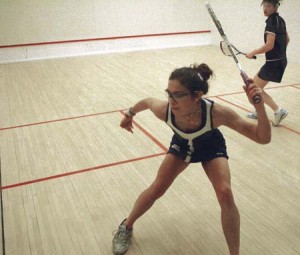 Alia Aziz ’10 gets prepared to take a swing during the Yale Round Robin exhibition matches on Jan. 27. Aziz was one of three Bulldogs who notched a win in yesterday’s 6-3 loss to Penn.