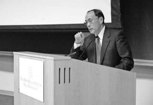 Kanat B. Saudabayev, the Kazakh Ambassodor to the United States and Canada, spoke to students and locals at Luce Hall on Tuesday in a presentation on Kazakhstan’s history, government and economy.