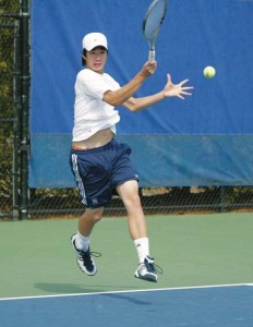 Yale captain Brandon Wai ’07 unloads a forehand against Manhattan last April at Cullman-Heyman Tennis Center. This weekend, the Elis swept a two-game homestand.