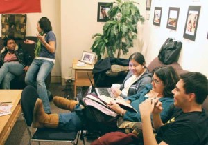 Students relax at a study break hosted by Alianza, a student group dedicated to awareness of Latino culture, at La Casa Cultural.