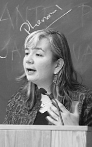 Professor Karen Suyemoto speaks about the role of Asian-American studies and cultural houses on Monday evening.