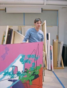 Matthew Spiegelberg showed his paintings to faculty and students during admissions interviews at the School of Art on Wednesday.
