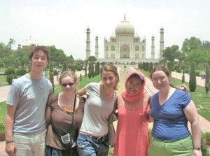 Yale students participating in last summer's Bulldogs in India program pose near the Taj Mahal. New Indian government regulations forced the program's cancellation.