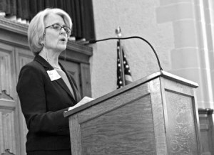 A panelist speaks at the “Legally Female” conference held at the Yale Law School on Saturday. The conference, which discussed the challenges women face when entering the legal profession, promoted the launch of the new Web log “Ms. J.D.,” a forum for gender issues in the law.