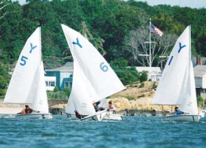 Yale boats maneuver in the waters off the coast of Branford during a home meet on Sept. 10, 2006. In the most important regatta of the weekend, the Southern New England Team Race, the Elis finished fifth.
