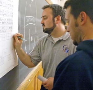 Student coordinators make final preparations for this weekend’s Relay for Life fundraiser.