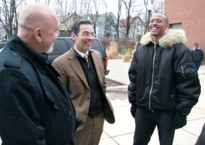 Gregory Morehead, right, who was endorsed by the Democratic Party and backed by many Elis, won the Ward 22 aldermanic special election in a landslide on Monday.