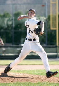 Yale ace Chris Wietlispach ’08 delivers a pitch from the Yale Field mound during a 7-6 loss to Dartmouth on Saturday. Wietlispach was second in a committee that demobilized Harvard in Game Two yesterday.