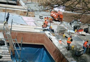 Despite the equipment that still clutters Cross Campus, the University expects to reopen the quad before Commencement.