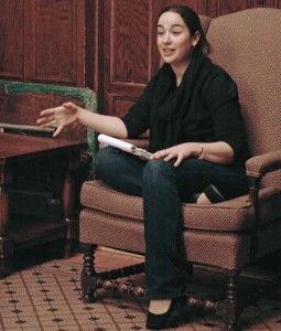 Rachel Plattus ’09, who is uncontested in her bid to be Ward 1 alderman, talks to students on Feb. 6, 2007. Ward 22 will see a three-person race among Greg Morehead, Cordelia Thorpe and Lisa Hopkins.