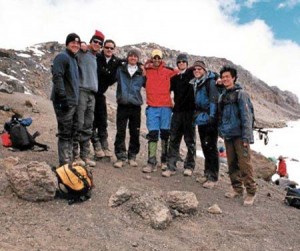 Yale lacrosse midfielder Michael Barry ’09 and his climbing companions pose at the summit of Mount Kilimanjaro in late August.