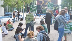 Students rally in New York City on Sunday at the Global Day for Darfur. Nearly 100 Yale students traveled into the city for the event, which took place opposite the headquarters of the United Nations.
