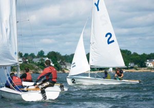 Members of the sailing team compete in Branford last fall. This past weekend, women’s captain Jane Mackey captured the NE Singlehanded title.