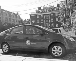 This is one of five Zipcars currently stationed around the Yale campus. The city of New Haven hopes to join the program and offer the Zipcar service to all of its downtown constituents.