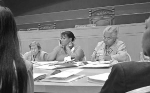 The members of the New Haven Board of Aldermen talk about making more affordable housing available in the city yesterday. The board decided that there will be a new system for applying for subsidized housing so that the local low-income residents can spend less money on rent.