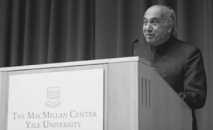 Former Indian Ambassador Alan Nazareth speaks about Gandhi at the MacMillan Center as part of “Celebrating Gandhi” week at Yale.