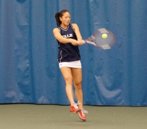 Janet Kim ’09 hits a backhand against Penn on April 7, 2006. Kim lost in this weekend’s quarterfinals.