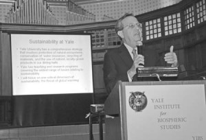 President Richard Levin opened a symposium on the “greening of Yale” held at Battell Chapel on Thursday, speaking on topics including the Yale Sustainable Food Project.