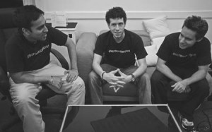 Matthew Brimer ’09, center, is one of the founders of GoCrossCampus. The Risk-style game aims to unite students by way of the “fervor” of school spirit.