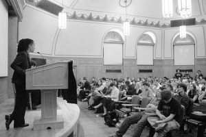 Elm City ID program creator Kica Matos took over for the mayor at yesterday’s YPU debate on illegal immigration.