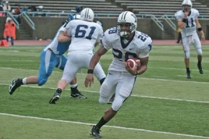 Running back Mike McLeod ’09 breaks into the open field against Columbia on Oct. 27. In Saturday's win against Princeton, McLeod finished with a touchdown run and 107 yards.