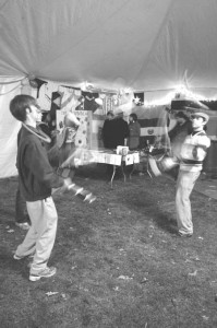 Members of the Yale Anti-Gravity Society juggle at Saturday night’s Cirque du Monde. The UOFC will cover the $2,000 by which this one of three 5K events went over budget.