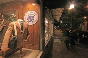 People walk by clothing store J. Press. A York Street fixture since 1902, J. Press recently expanded to New York, hoping to attract more customers.