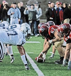 Harvard and Yale face off in last year’s Game. The Crimson ended the Eli's perfect season Saturday in a 37-6 blowout at the Yale Bowl.
