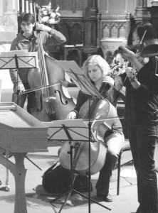 The Yale Baroque Orchestra, which will make its debut performance tonight, practices last night.