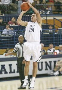 Guard Alex Zampier ’10, usually the first player off the Yale bench, shoots from the top of the key during a 71-68 home loss to Wagner on Saturday, Dec. 1.