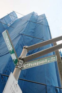 The renovation of the Art & Architecture Building, at the corner of York and Chapel, is affecting customer traffic.