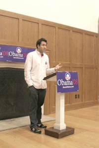 Kal Penn, star of movies such as “Harold and Kumar Go to White Castle,” campaigns for Senator Barack Obama at the Af-Am House on Friday.