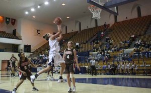 Melissa Colborne ’10 drives in against Brown on Jan. 26 at home. The Elis will play on the road this weekend.