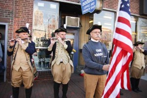 New Haven’s Fife and Drum Regiment shows its support for the Doodle on Feb. 3. Tyco on Thursday retracted an offer to the diner’s owner for a two-month grace period.