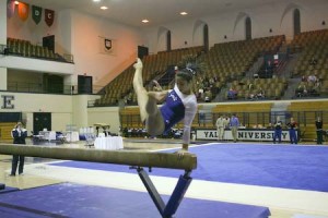 Allison Mak '10 competes on the beam against Penn on Jan. 26. She recorded a 9.725 on the beam in New Hampshire this Saturday.