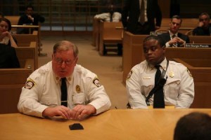 New Haven Fire Department chief Michael Grant speaks at forum to review the response to a three-alarm downtown fire Dec. 12.