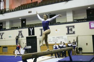 Lauren Tatsuno ’09 competes on the beam during a meet with Penn on Jan. 26. Tatsuno’s teammate, Alina Liao ’09, claimed her second individual Ivy League title in the last three years this past weekend.