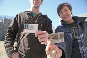 Silliman students Andrew Dean ’10 and Kate Kraft ’10 are among those who hold the controversial Elm City Resident Cards.