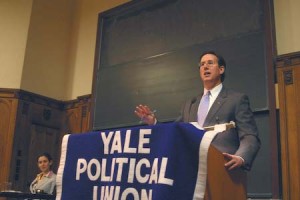 Former Sen. Rick Santorum discusses what he termed the “War on Islamic Extremism” at Thursday night’s Yale Political Union debate.